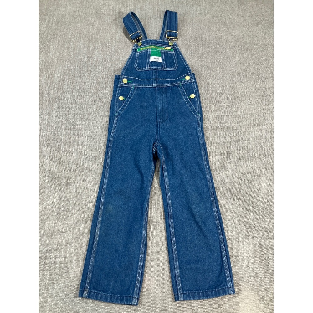 Liberty Kids Denim Bib Overalls Blue Cotton Straight Leg Size 6R